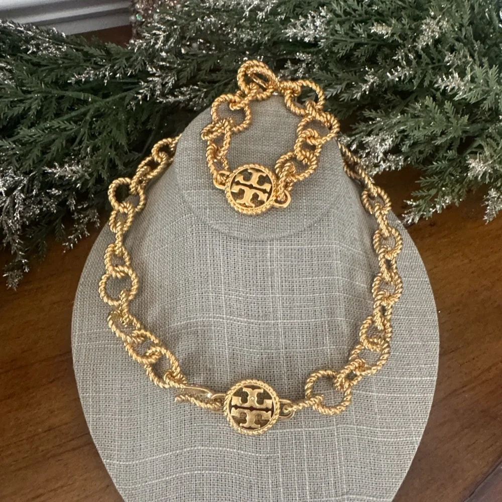 Tory Burch• Gold heavy plated rope Necklace and Bracelet set $425 - Picture 3 of 5